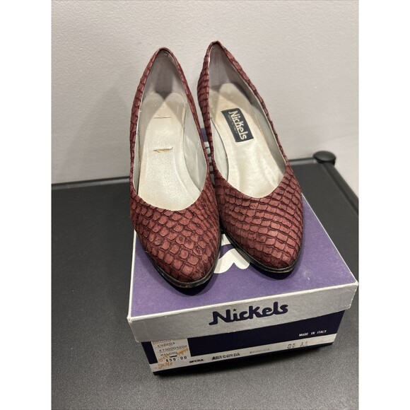 VINTAGE NICKELS LEATHER PUMP Heel MADE IN ITALY Size 8.5 AA With Box - Picture 1 of 12